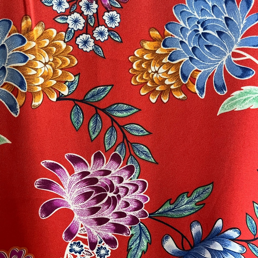 Adrienne Vittadini Women’s Red Floral Print Long Sleeve Blouse Size M - Picture 3 of 9